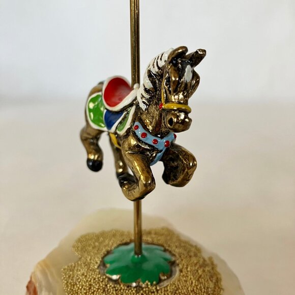Ron Lee Carousel Horse Onyx Base Gold Bead Painted Signed 85 Figurine Vintage - Picture 10 of 13